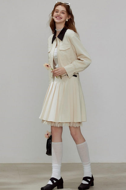 Autumn Lapel Short Coat Set-Up