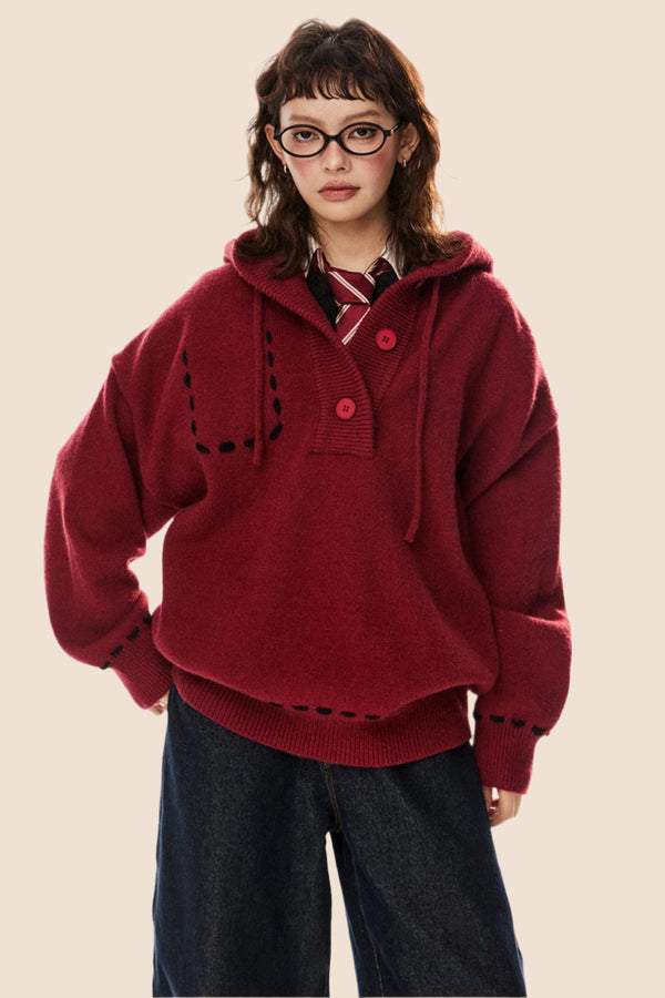 American Retro Drawstring Hooded Top