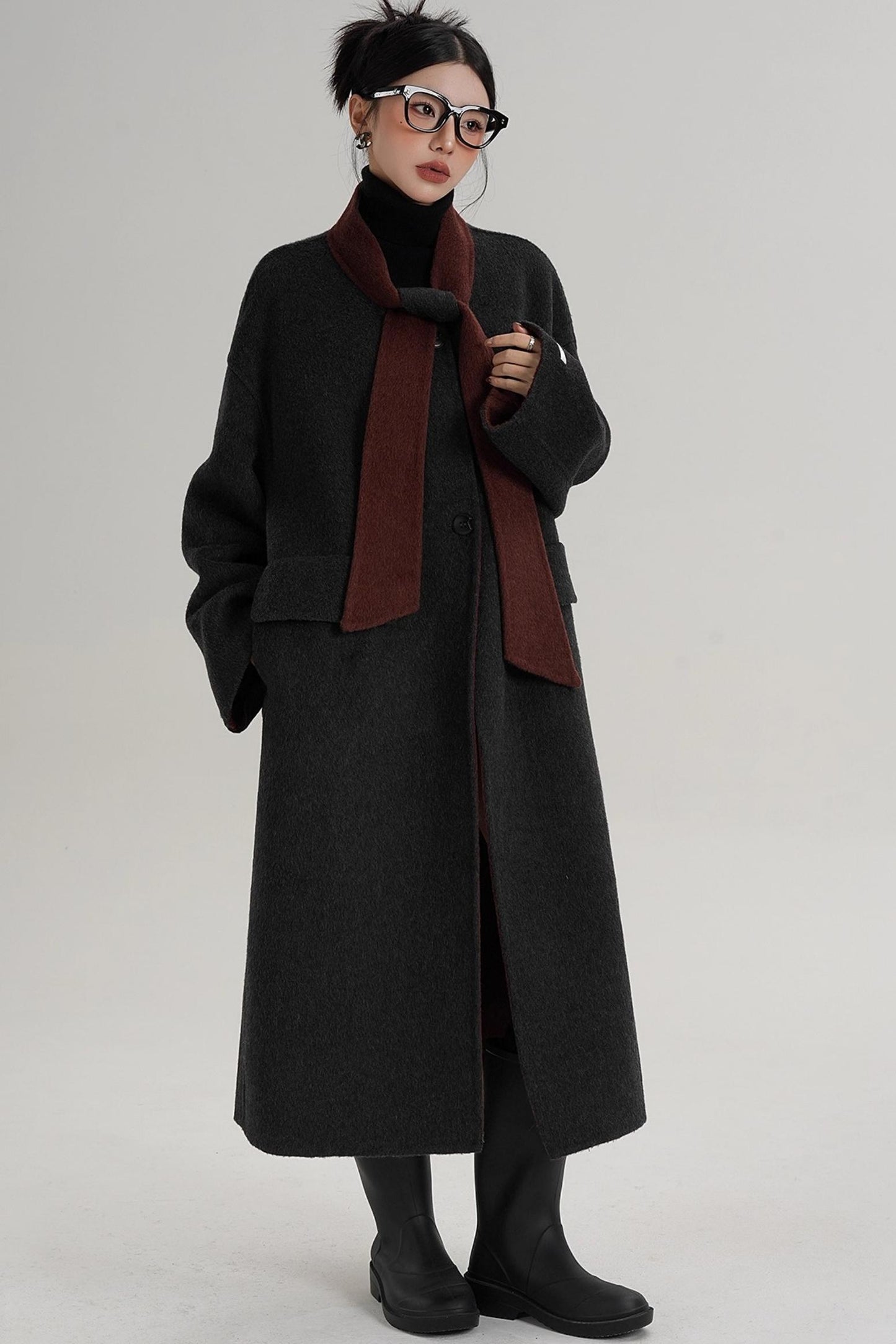 Reversible Contrast Wool Coat