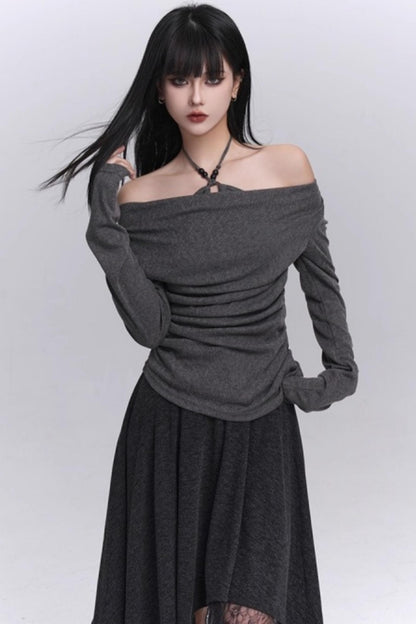 Off-Shoulder Halter Top