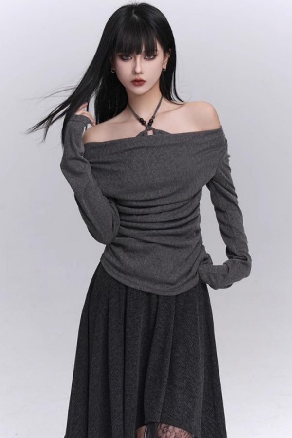 Off-Shoulder Halter Top