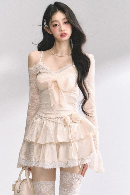 Floral Lace Bustier Skirt