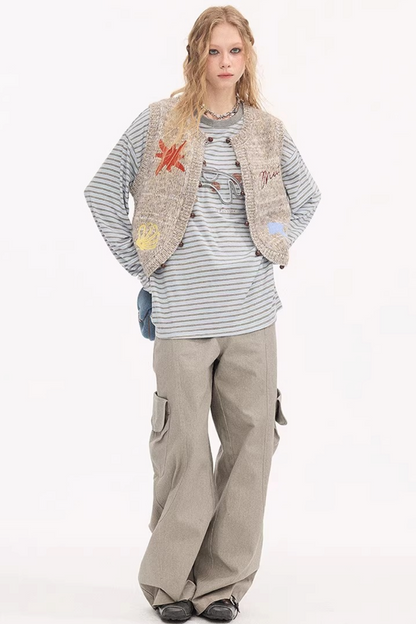 Embroidered Beaded Knitted Vest