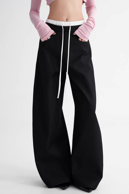Elegant Color-Blocking Wide-Leg Pants