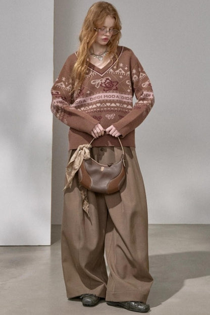 Fair Isle Bow Knit Sweater