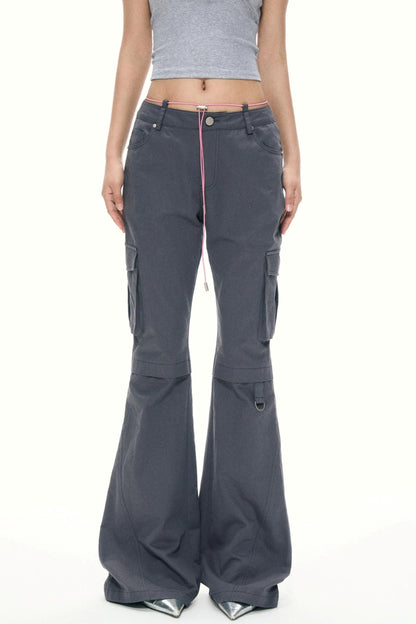 Retro Color-Block Flare Pants