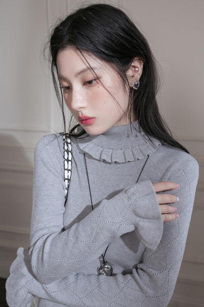 Mercerized Wool Ruffle Top