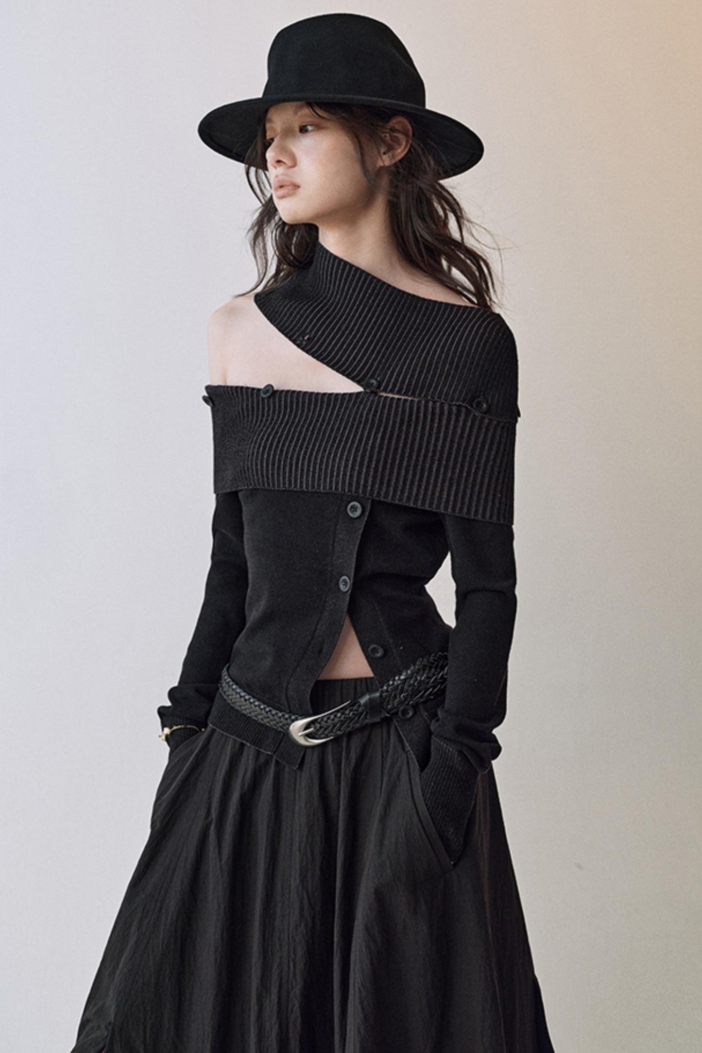 Light And Shadow One-shoulder Top