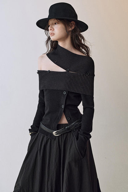 Light And Shadow One-shoulder Top