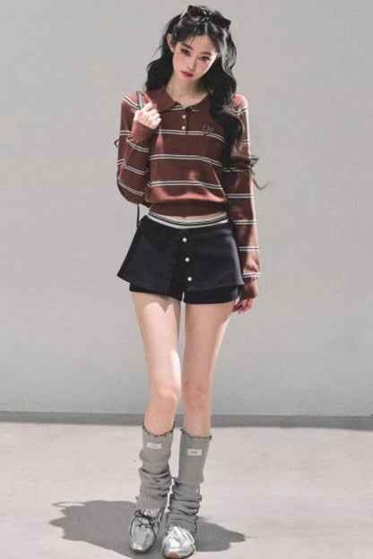 Polo Collar Knit Top