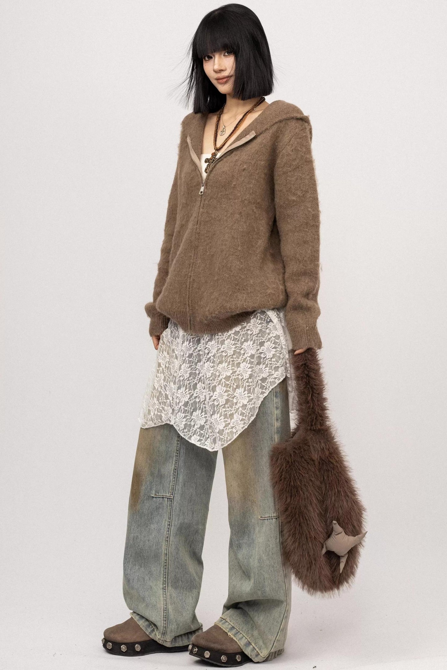 American Loose Hoodie Cardigan