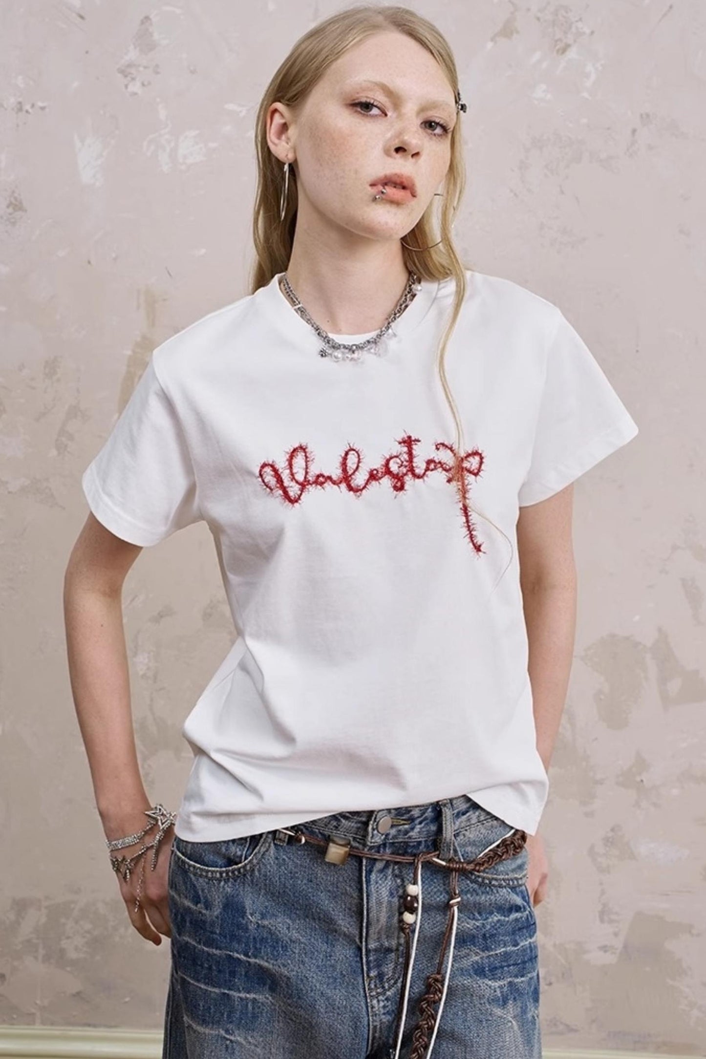Embroidered Silk Tee