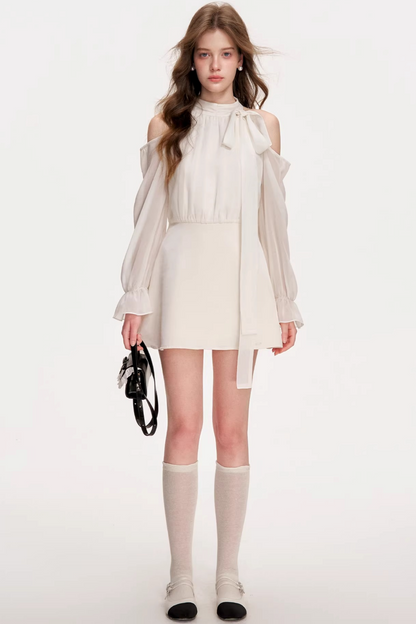 Satin Off-Shoulder A-Line Dress