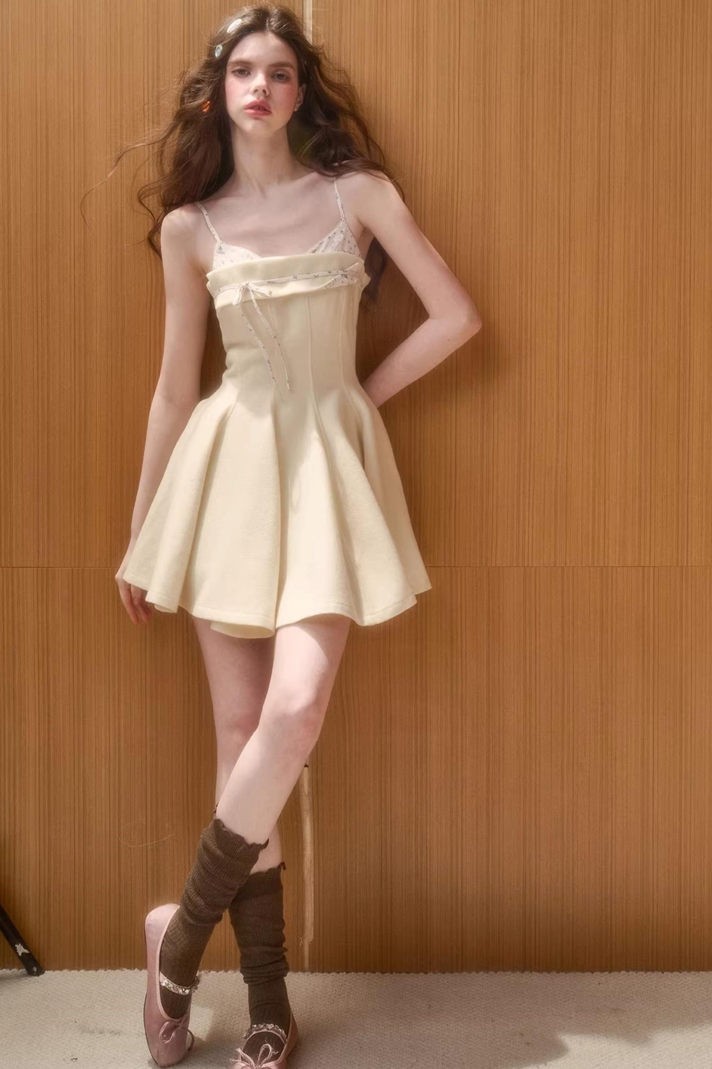 Wool Fluffy Camisole Dress