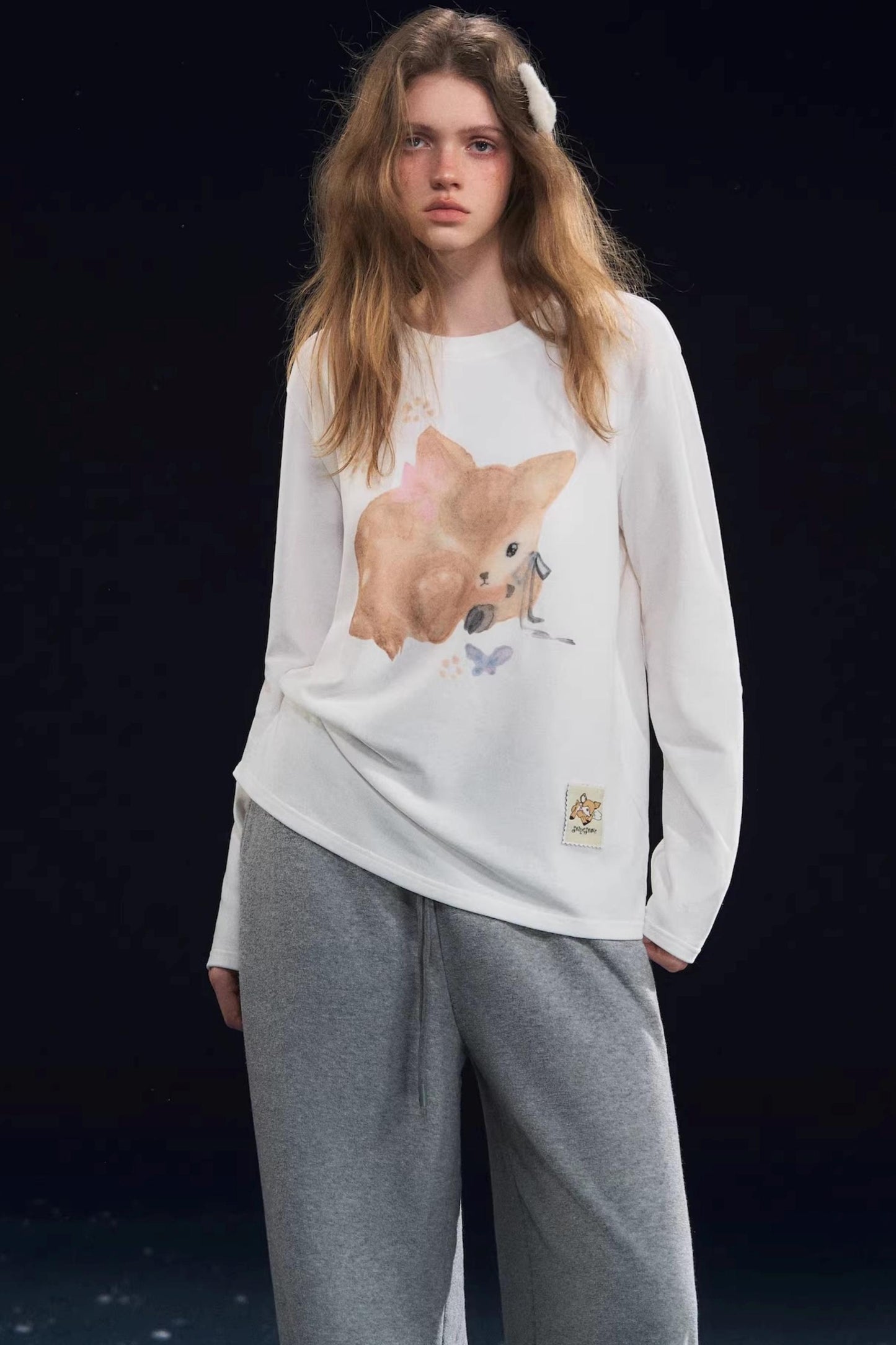 Little Deer Fluffy Blouse Top