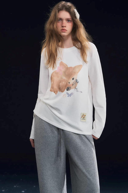 Little Deer Fluffy Blouse Top