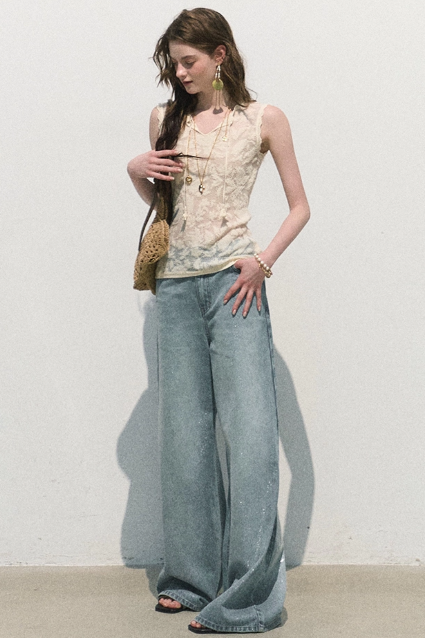 Organza Jacquard Tie Blouse