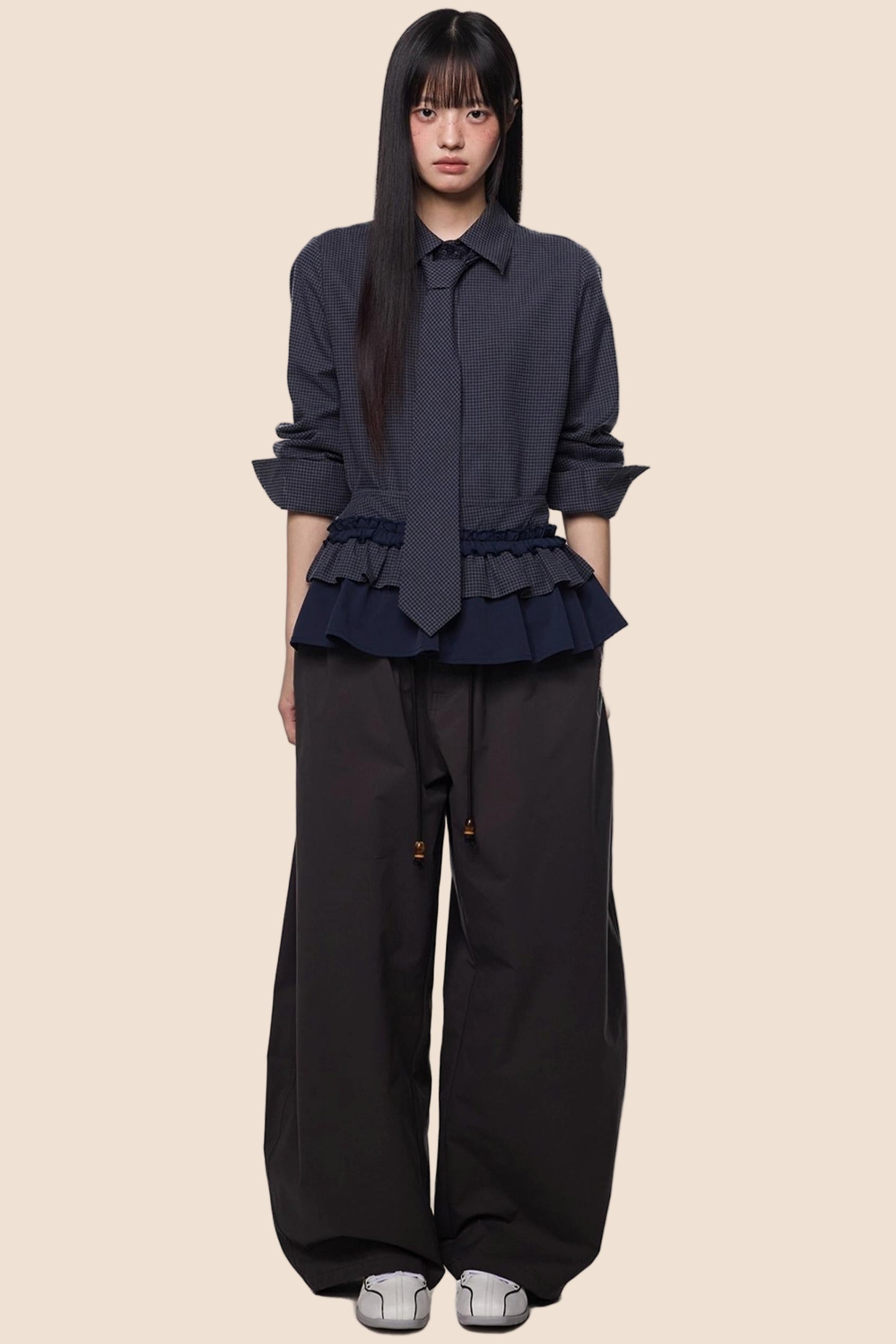 Vintage Pleated Plaid Shirt