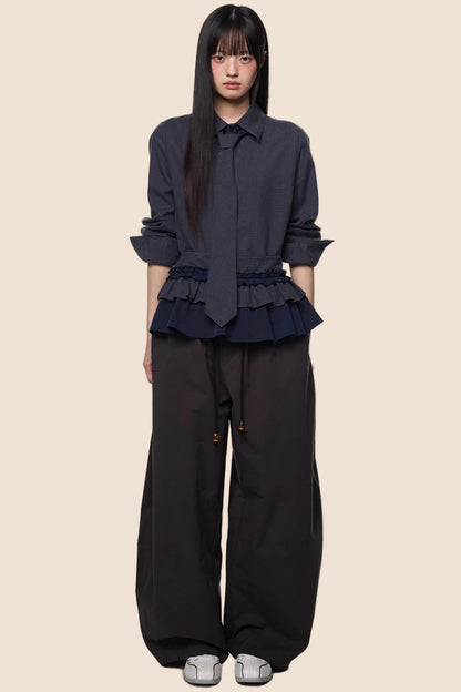 Vintage Pleated Plaid Shirt