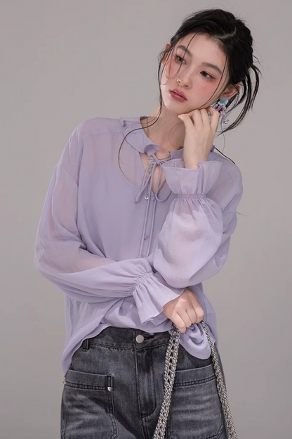 Conjunto de blusa púrpura oscuro de acetato
