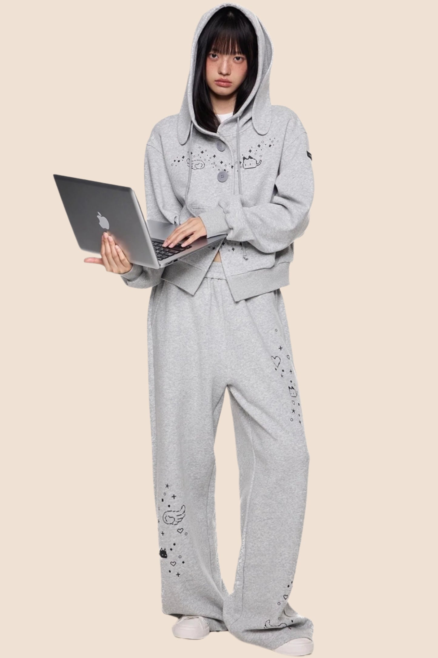 Rabbit Cartoon Hoodie Jacket Pants Set-Up
