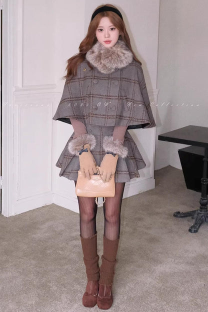 Vintage Plaid Wool Cape Set-Up