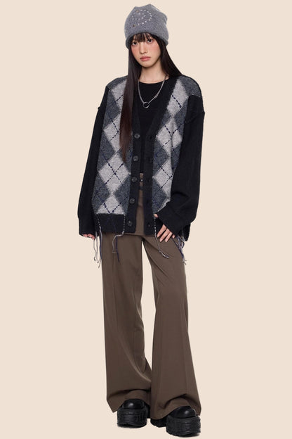 Diamond Tassel Knit Cardigan Sweater Jacket