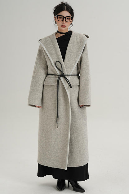 Lace-Up Wool Minimal Coat
