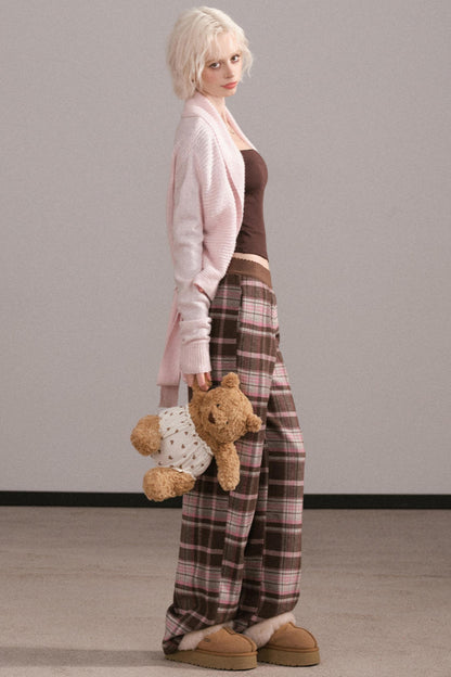 Retro Pink Plaid Pants