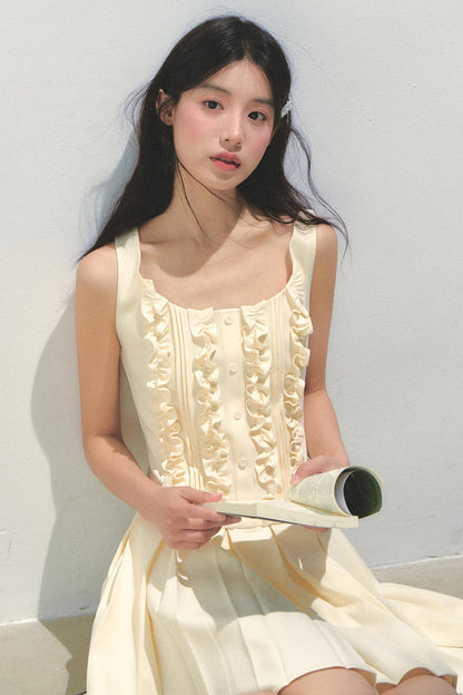 Summer Navy Pleated Dress