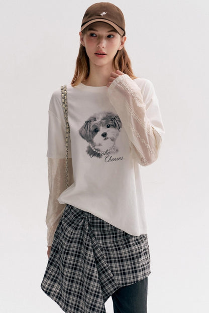 Puppy Painted Tencel Long-sleeve T-shirt