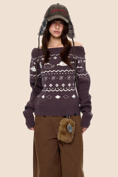 Fair Island Print Knit Sweater