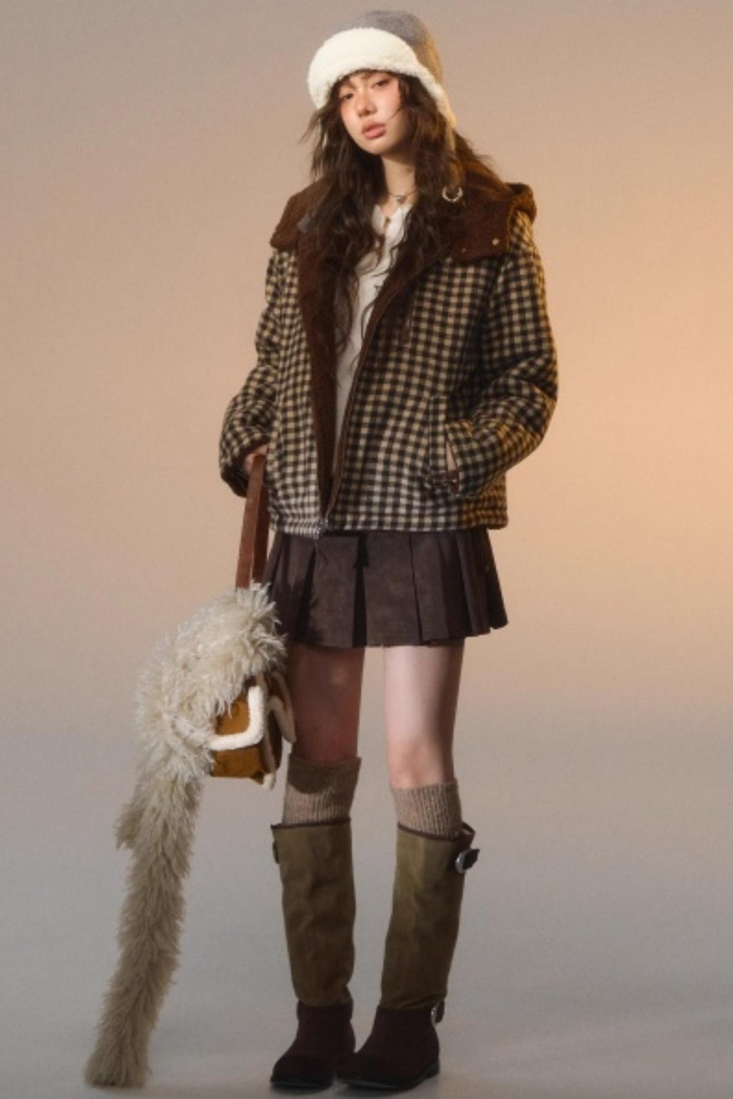 Reversible Plaid Patchwork Fleece Jacket