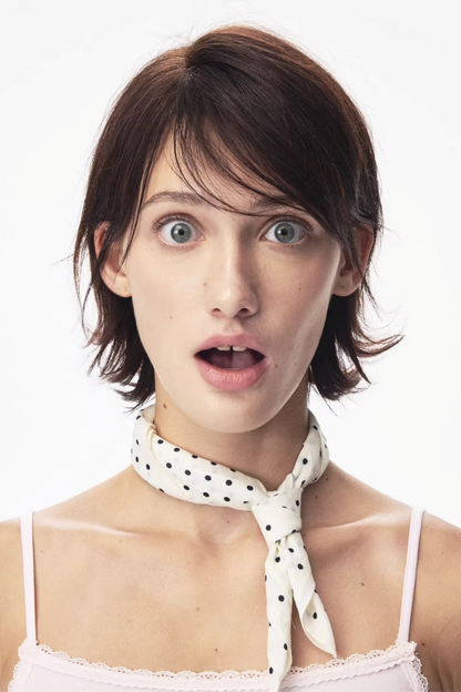 White Polka Dot Silk Scarf