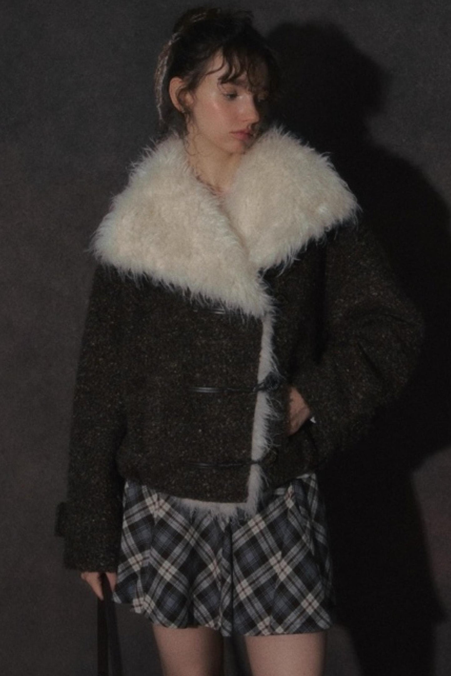 Vintage Wool Stand-Up Collar Short Jacket