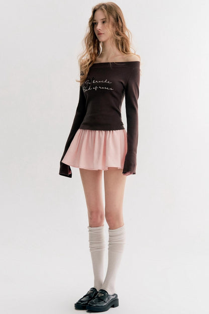 Rose Cream Cotton Puffy A-Line Skirt