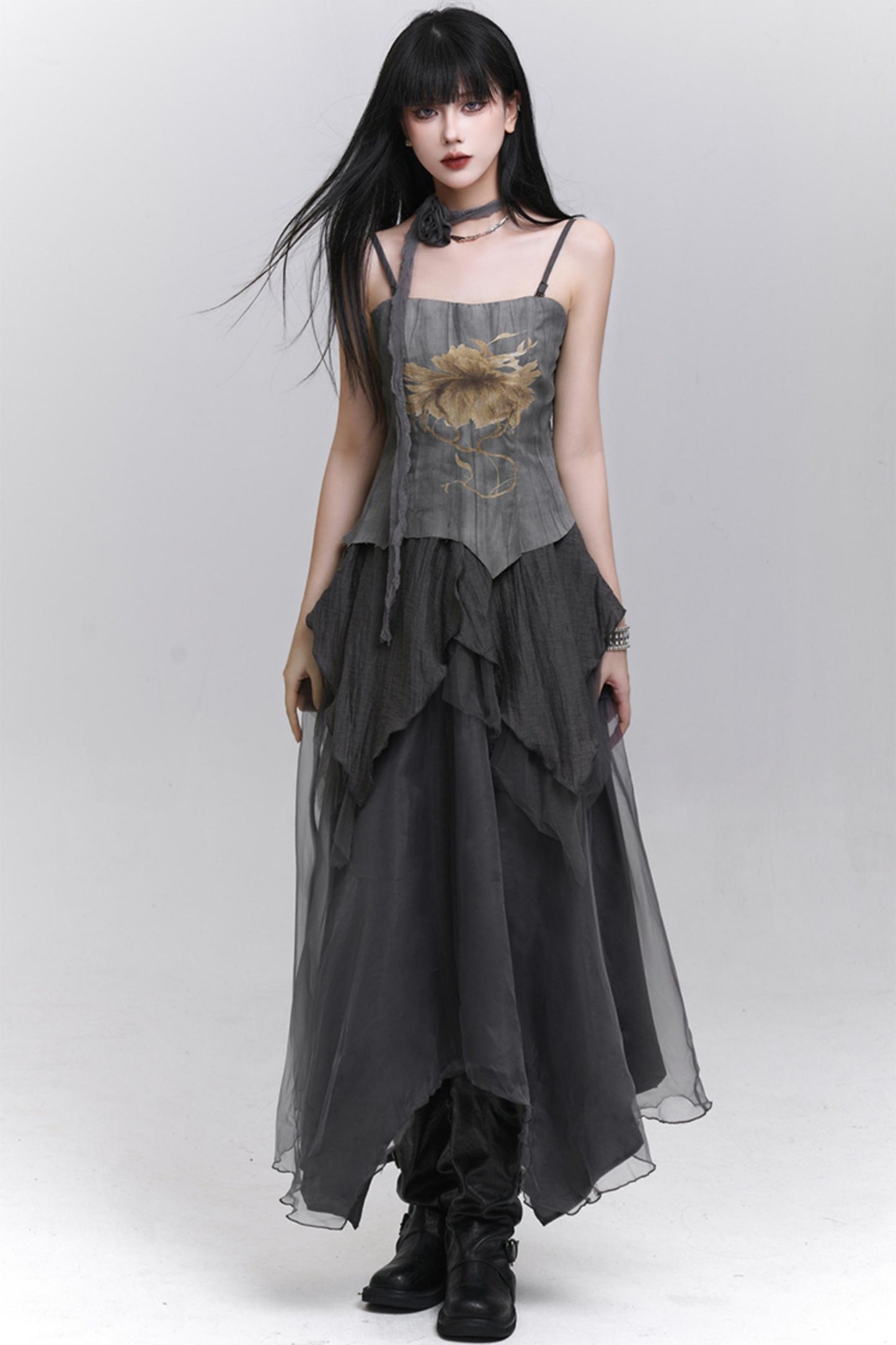 Summer Gray Halter Dress