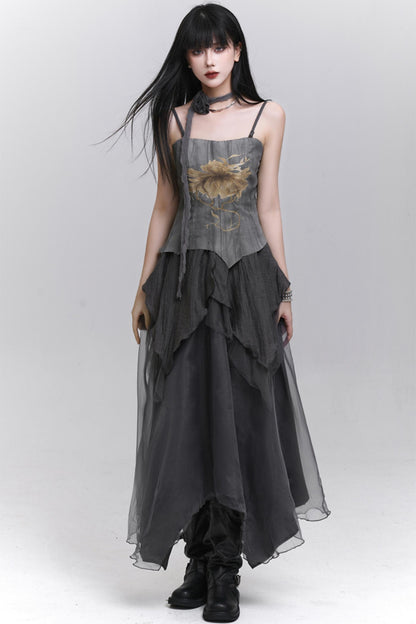 Summer Gray Halter Dress