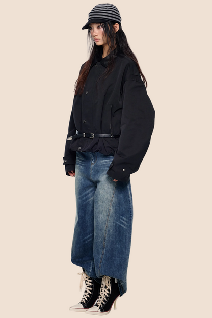 Leather Patchwork Embroidered Jacket