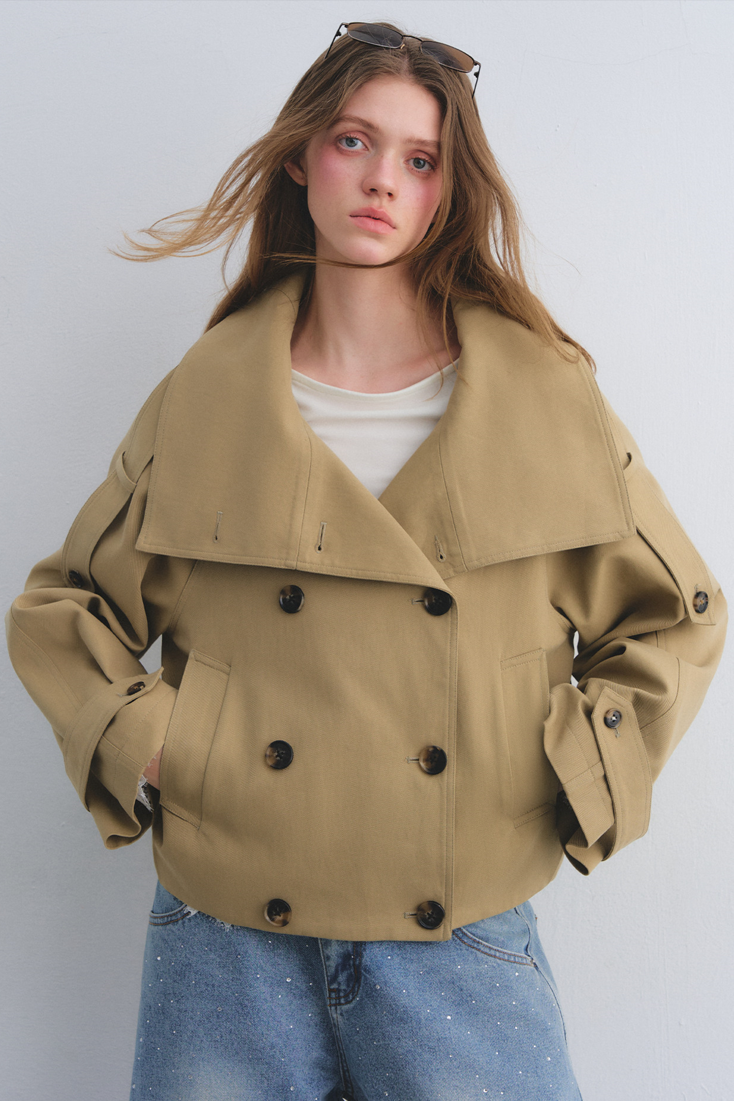 Flower Bud Cocoon Jacket Jeans Set-Up