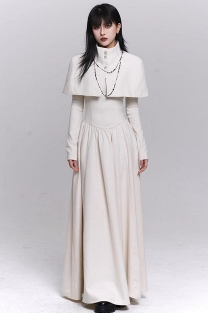 Off-White Cape Dress Set