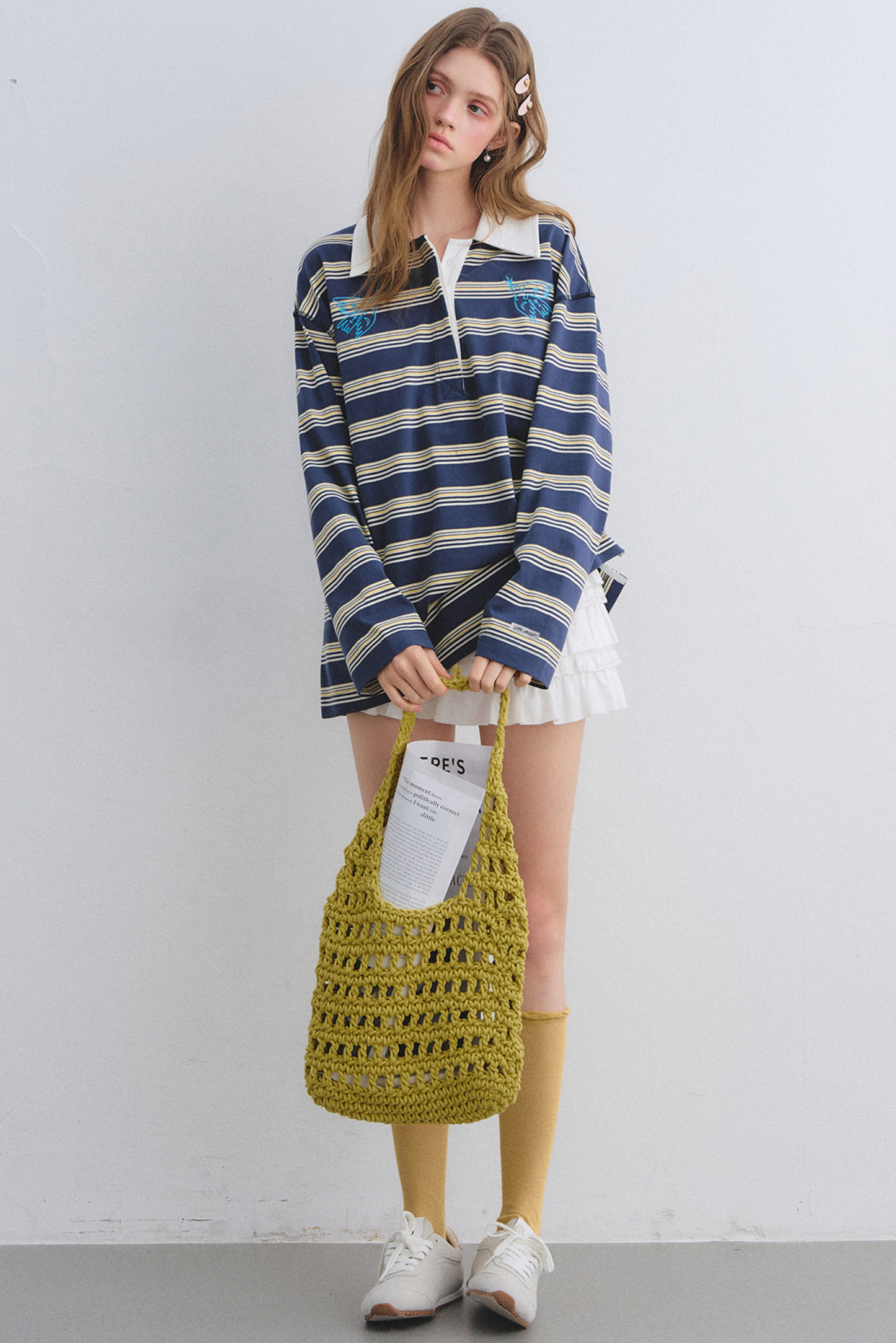 American Patchwork Striped Polo Blouse