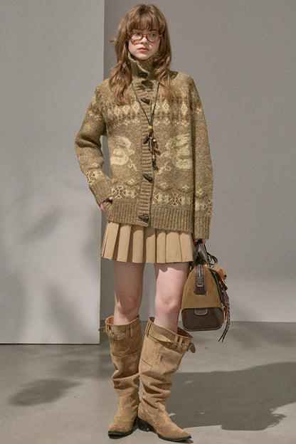 Silk Classic Pleated Puffy Short Skirt