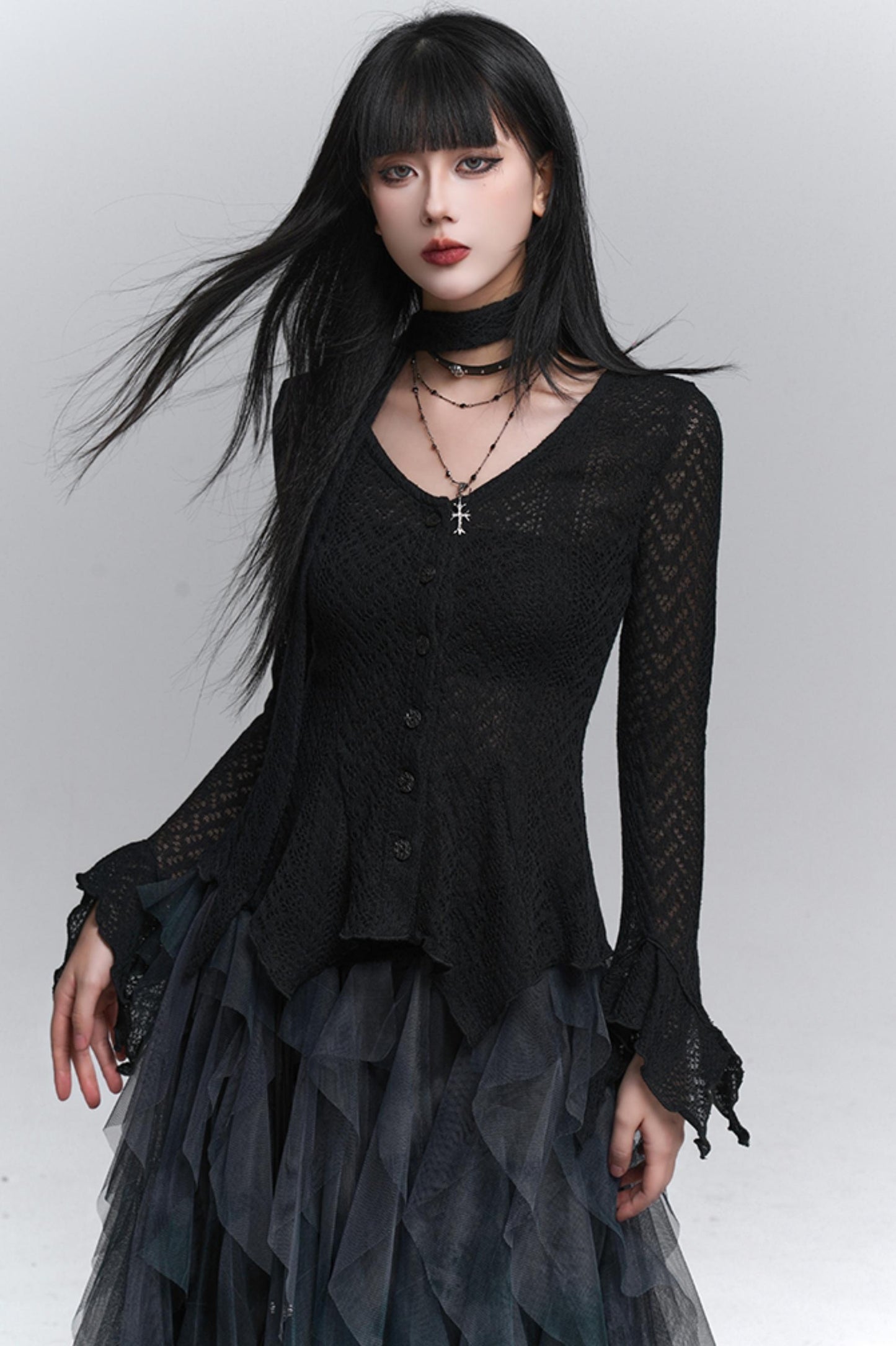 Gray Knitted Slim Top