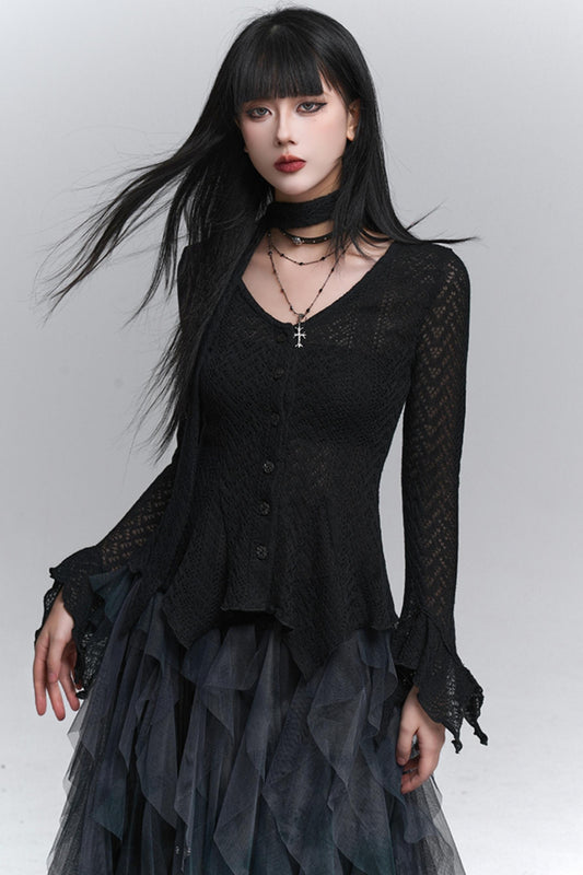 Gray Knitted Slim Top