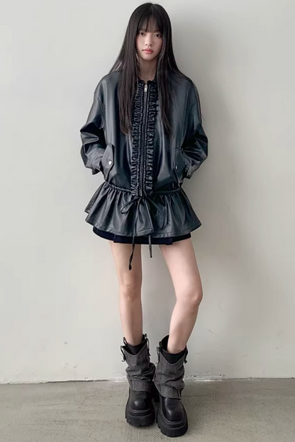 Reversible Ruffled Leather Jacket
