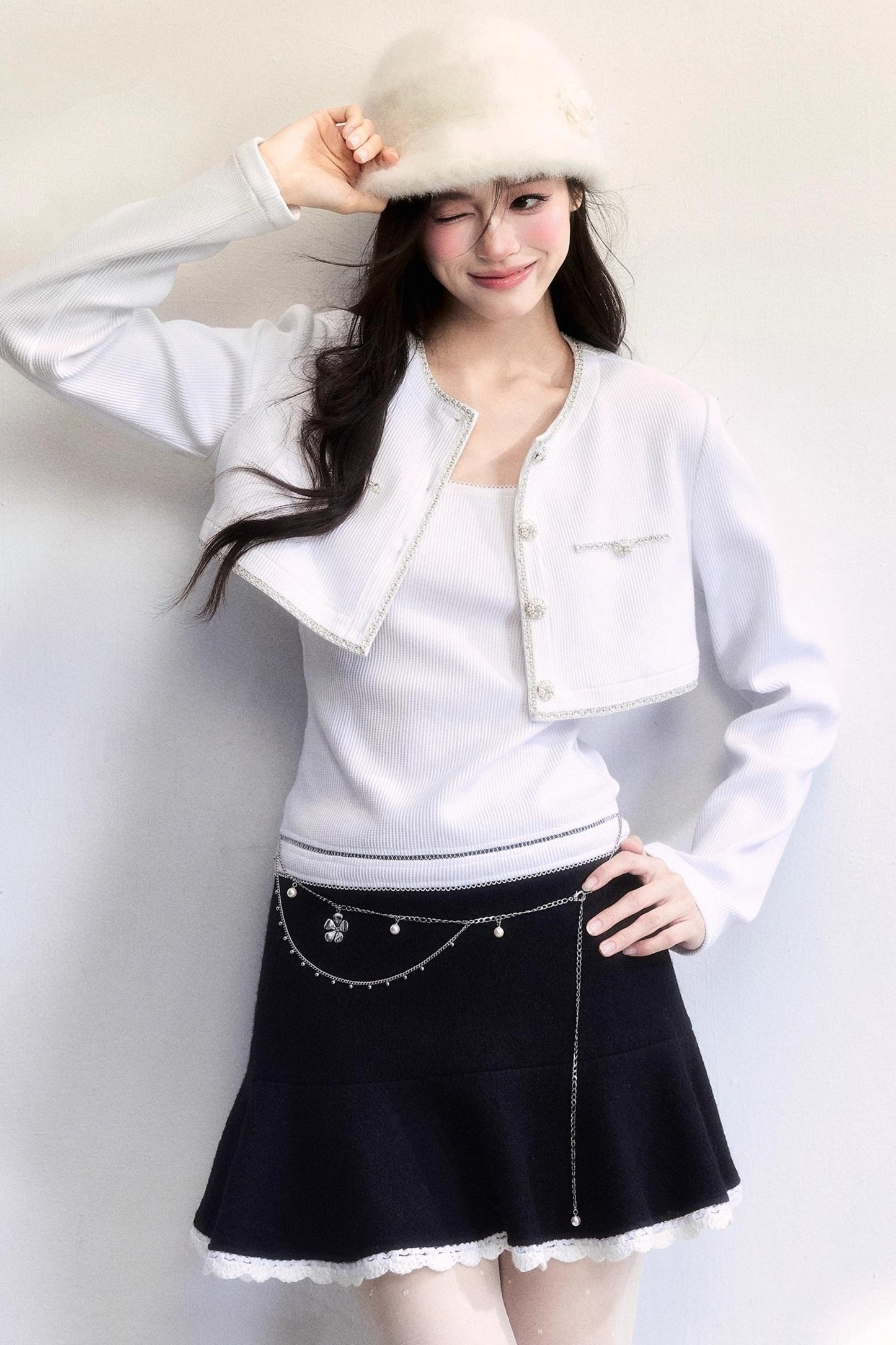 Winter Floral Beret Hat