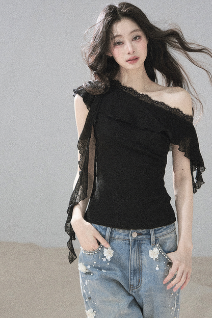 Before the Sunset Lace Off-Shoulder Top