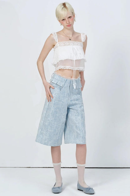 Summer Lace High-Waist Wide-Leg Pants