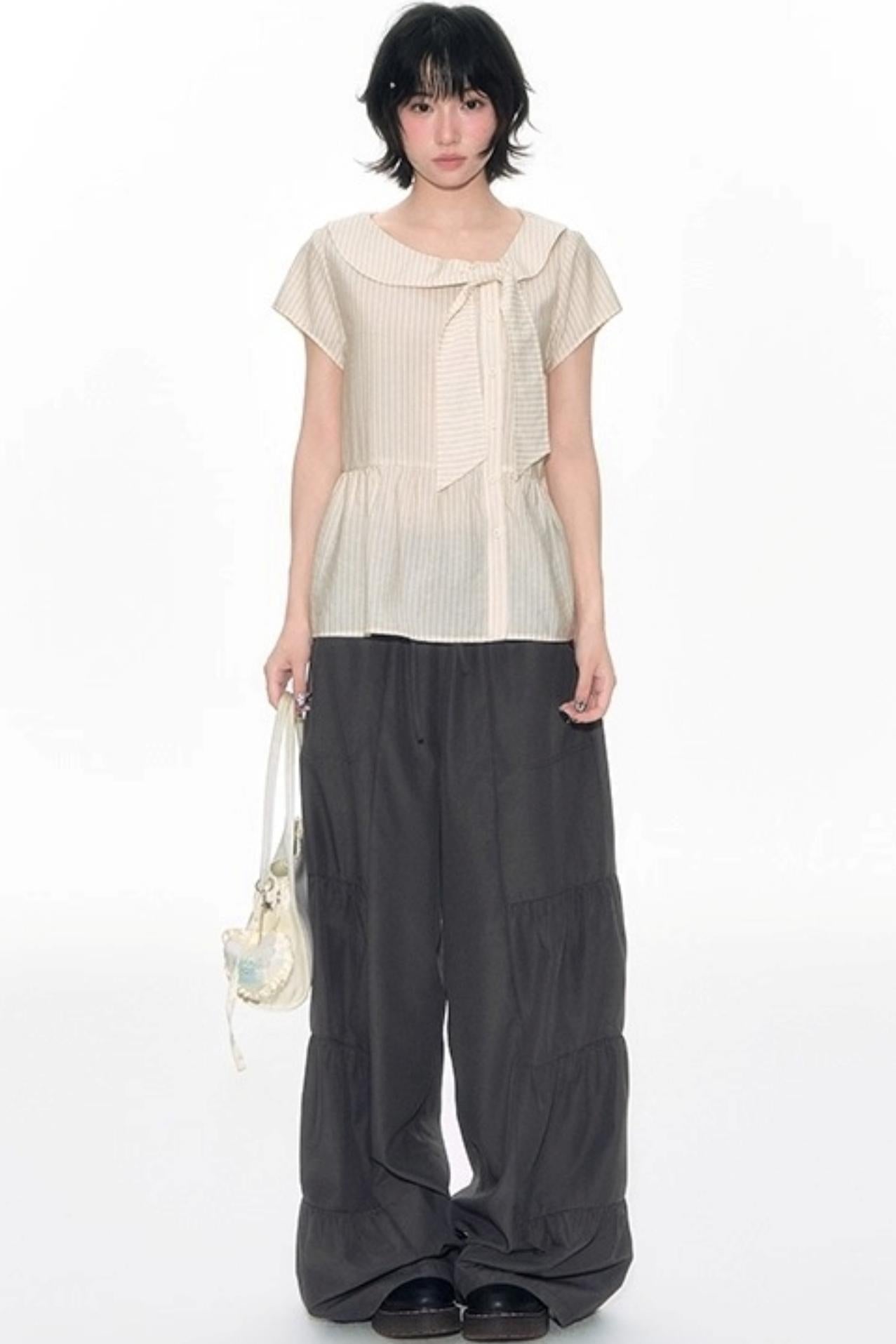 Summer Elasticated Wide-leg Pants